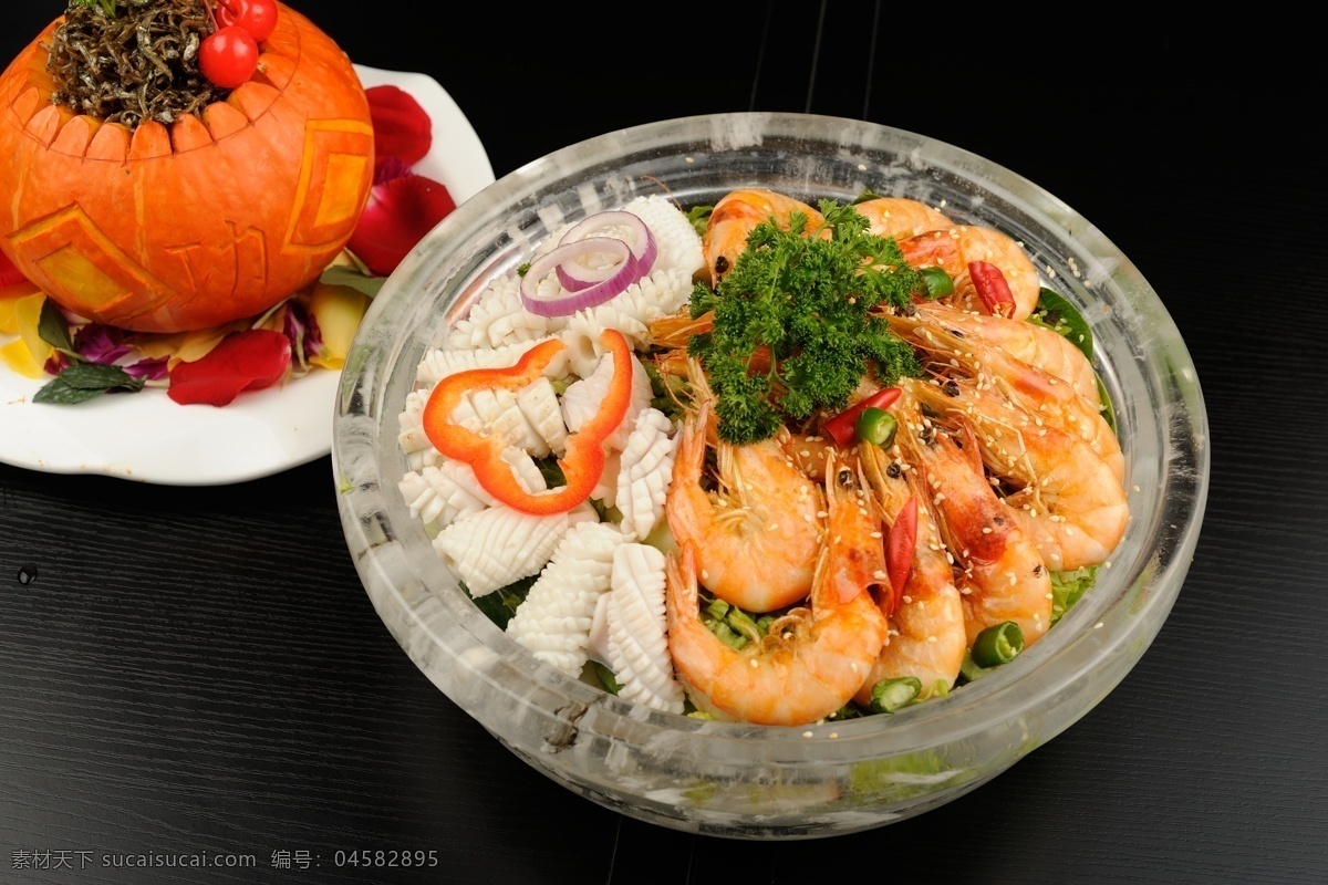 海鲜 水晶 锅 餐饮 餐饮美食 传统美食 火锅 美食 美食菜谱 南瓜 鲜水晶锅 水晶锅 虾 psd源文件 餐饮素材