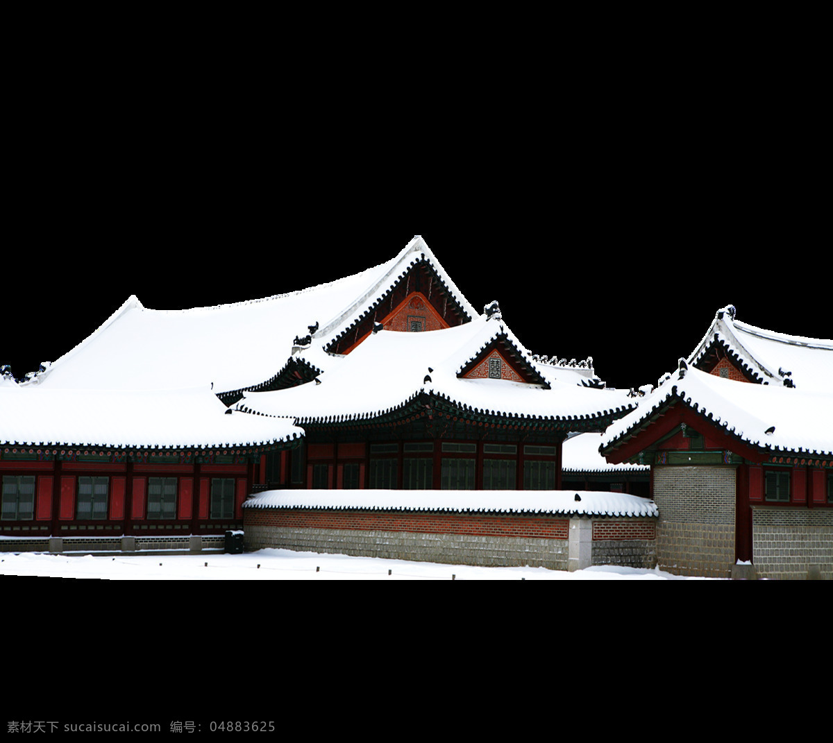 古代建筑 雪花 元素 白色 冬季 复古 建筑 免扣 透明