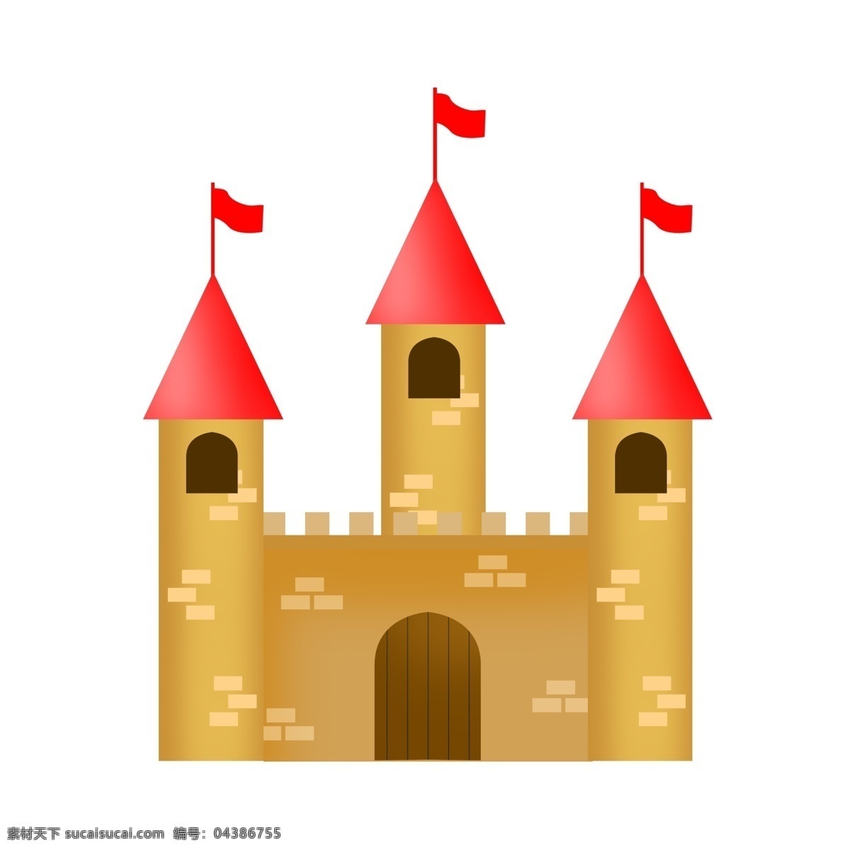 红色 城堡 建筑 插画 红色的城堡 卡通插画 建筑插画 城堡插画 异域风情 城堡建筑 棕色的围墙