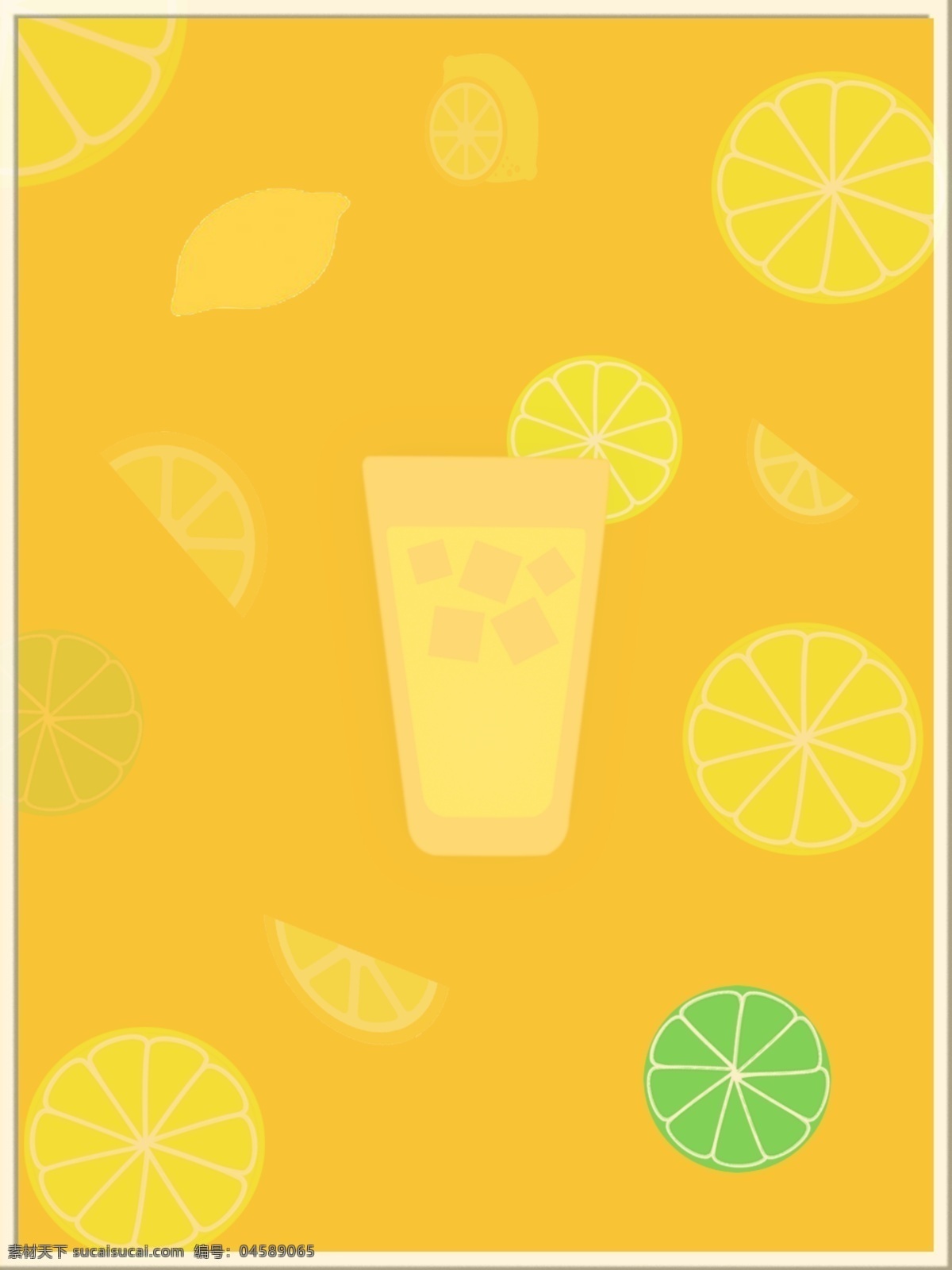 小 清新 橙色 系 柠檬 海报 背景 水果 橙色系 小清新 边框