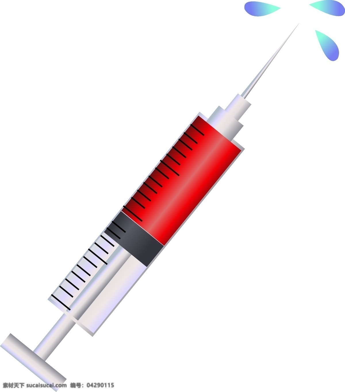 卡通 针管 液体 插图 红色液体 医学用品 医生用品 白色针管 溅出的液体 医疗用品 医用针管 注意身体健康