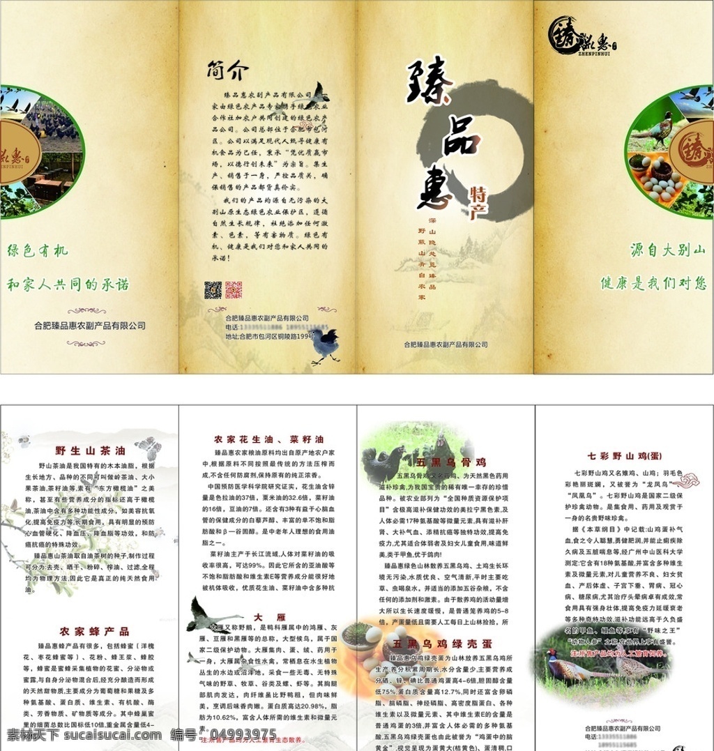 农产品四折页 四折页 山水画 中国风 农产品 土特产 乌鸡