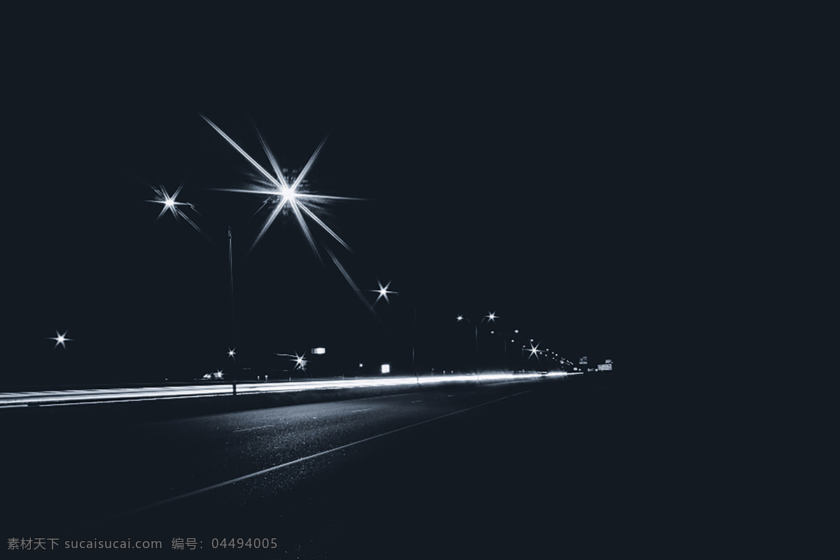 夜路 路灯 公路 星辰 黑色 天空 星星 旅游摄影