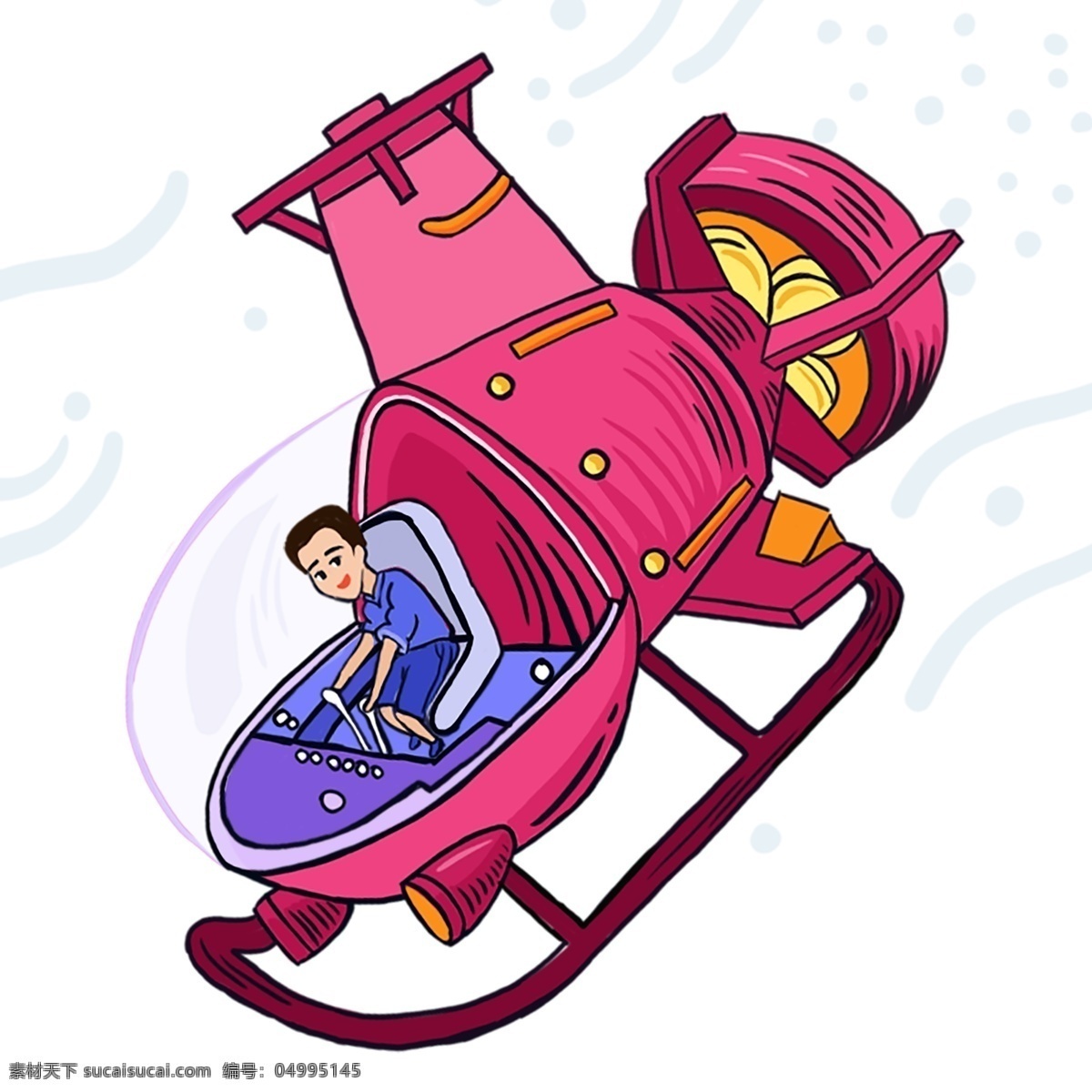 骑 潜艇 少年 涂鸦 人物 插画 创意设计 彩色 彩绘 modern