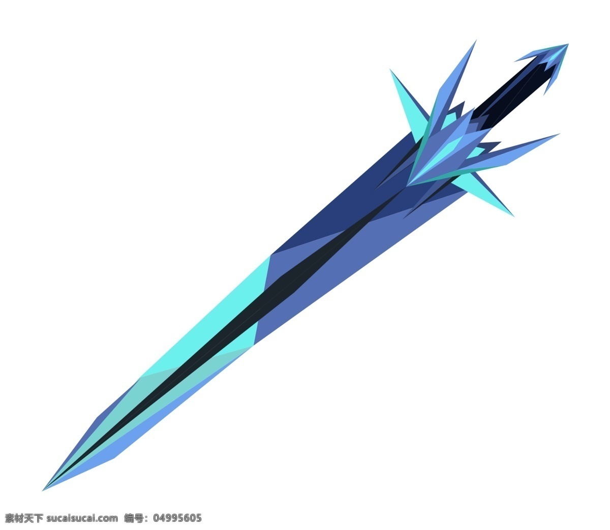 卡通蓝色宽剑 蓝色 长剑 武器