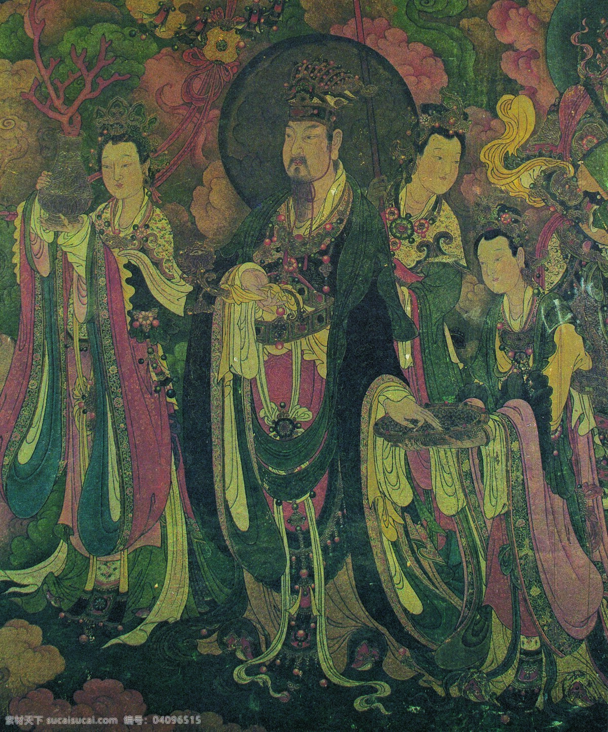 法海 寺 壁画 31 大梵天 其三 侍女 设计素材 中国古典 壁画世界 书画美术 灰色