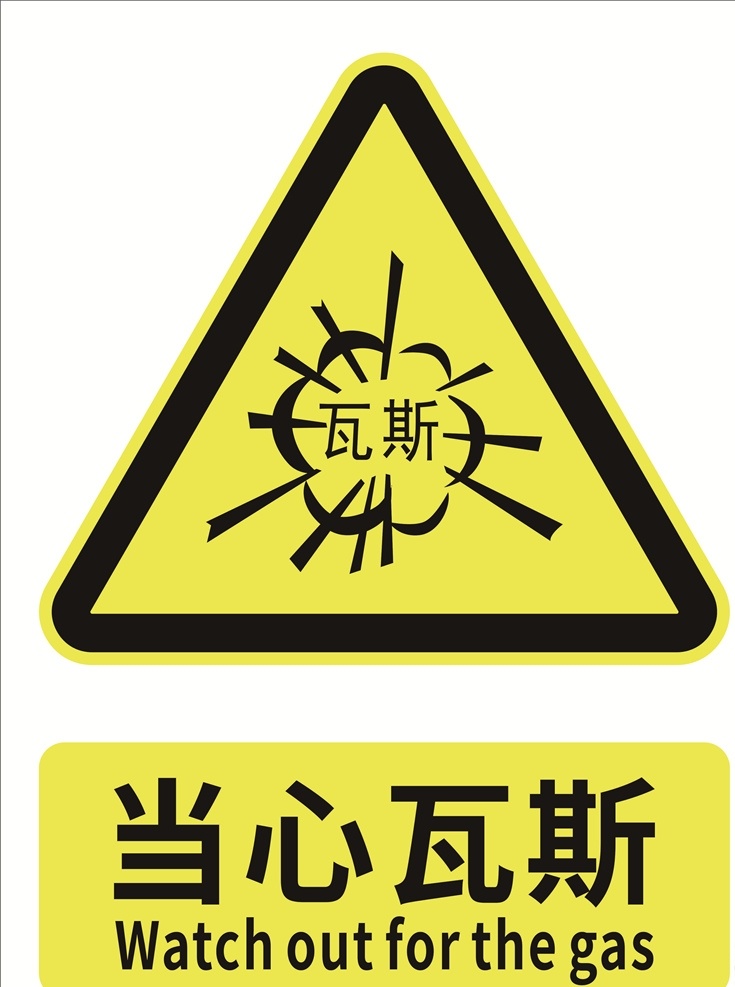 当心瓦斯 安全标识 安全标示 安全标志 警示标志 警示标识 标志图标 公共标识标志