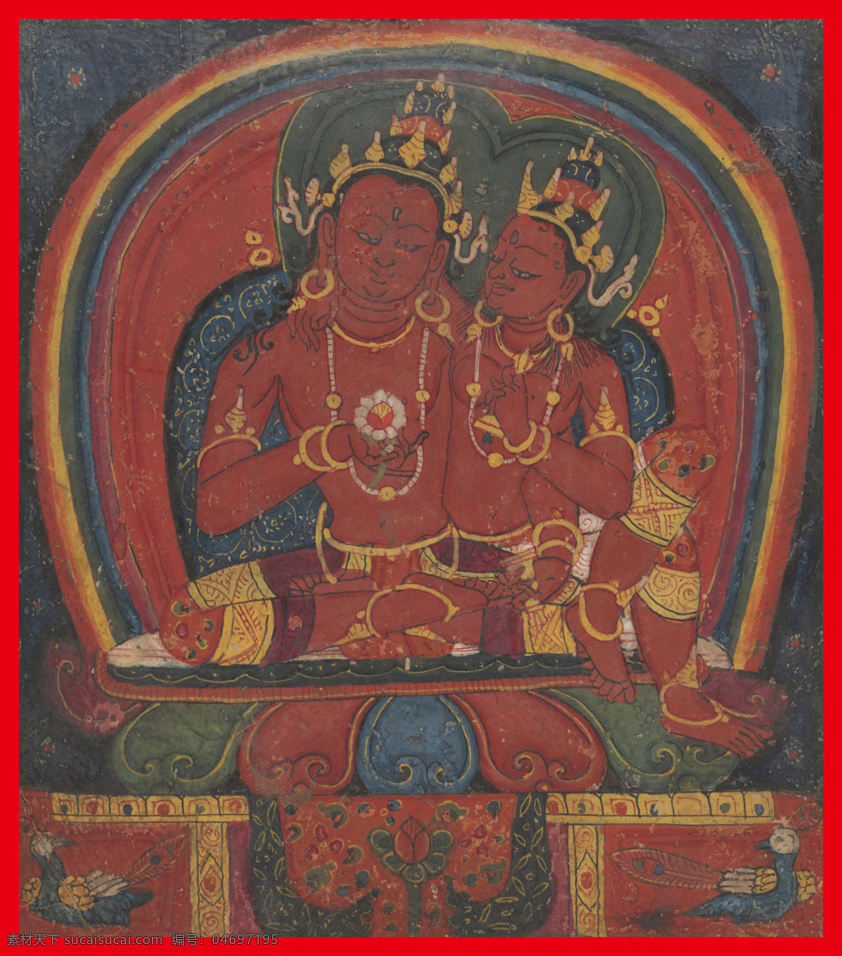 双 身 五方 佛 佛教 红色 莲花 文化艺术 西藏 宗教信仰 双身五方佛 五方佛 双身 慈悲 密宗