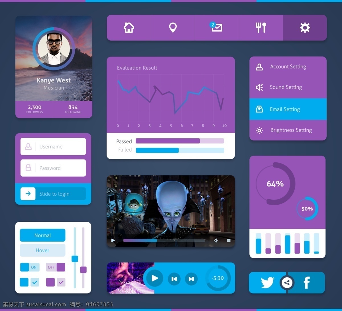 ui 元素 盒 漂亮 紫色 web 按钮 菜单 创意 导航 高分辨率 简介 接口 进度条 时尚的 免费 现代的 独特的 质量 新鲜的 设计新的 清洁 hd 用户界面 ui元素 详细的 工具箱 界面设置 紫色的 水 酒吧设置 图 widget 垂直设置菜单 视频播放器 音乐播放器 社会共享 复选框 切换 滑块 登录表单 矢量图