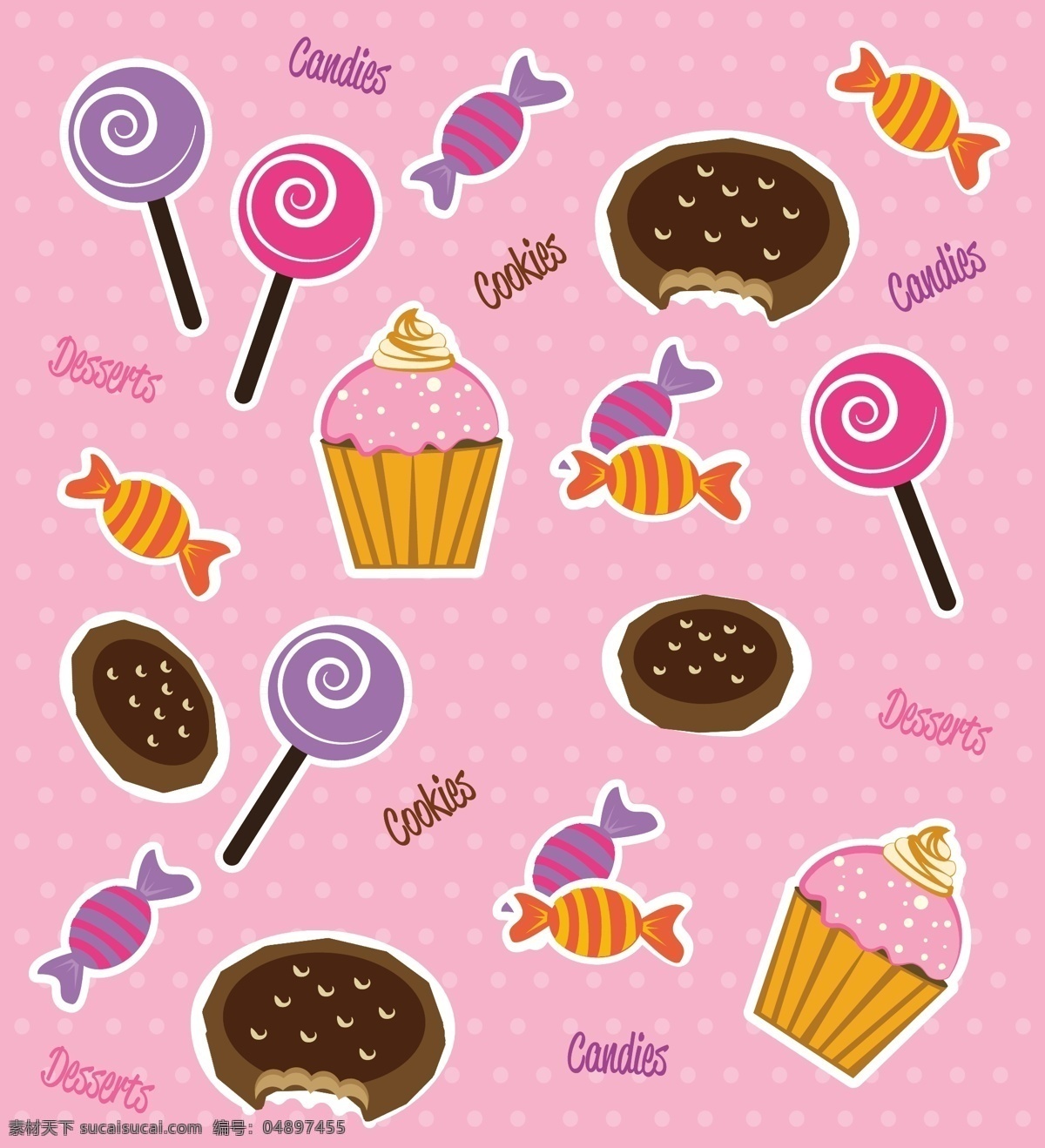 甜品 糖果 背景 底纹 水果糖 甜甜圈 巧克力饼 蛋糕