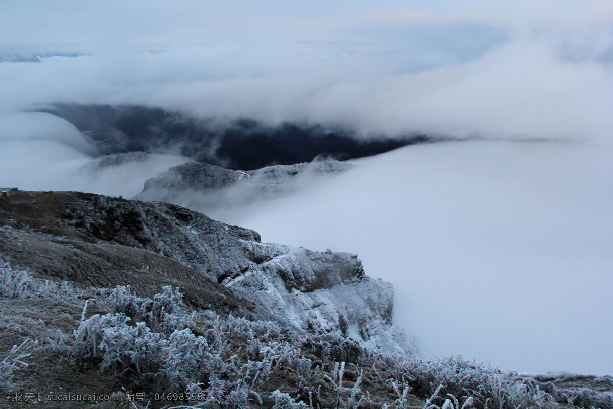 雪 下雪 雪地 雪景 源上雪 树上雪 冬天 雪山 山上雪 云海 云雾 自然景观 自然风景