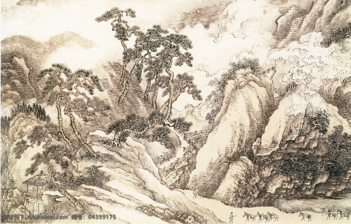 云山竞秀图a 山水画 中国 古画 中国古画 设计素材 山水名画 古典藏画 书画美术 白色