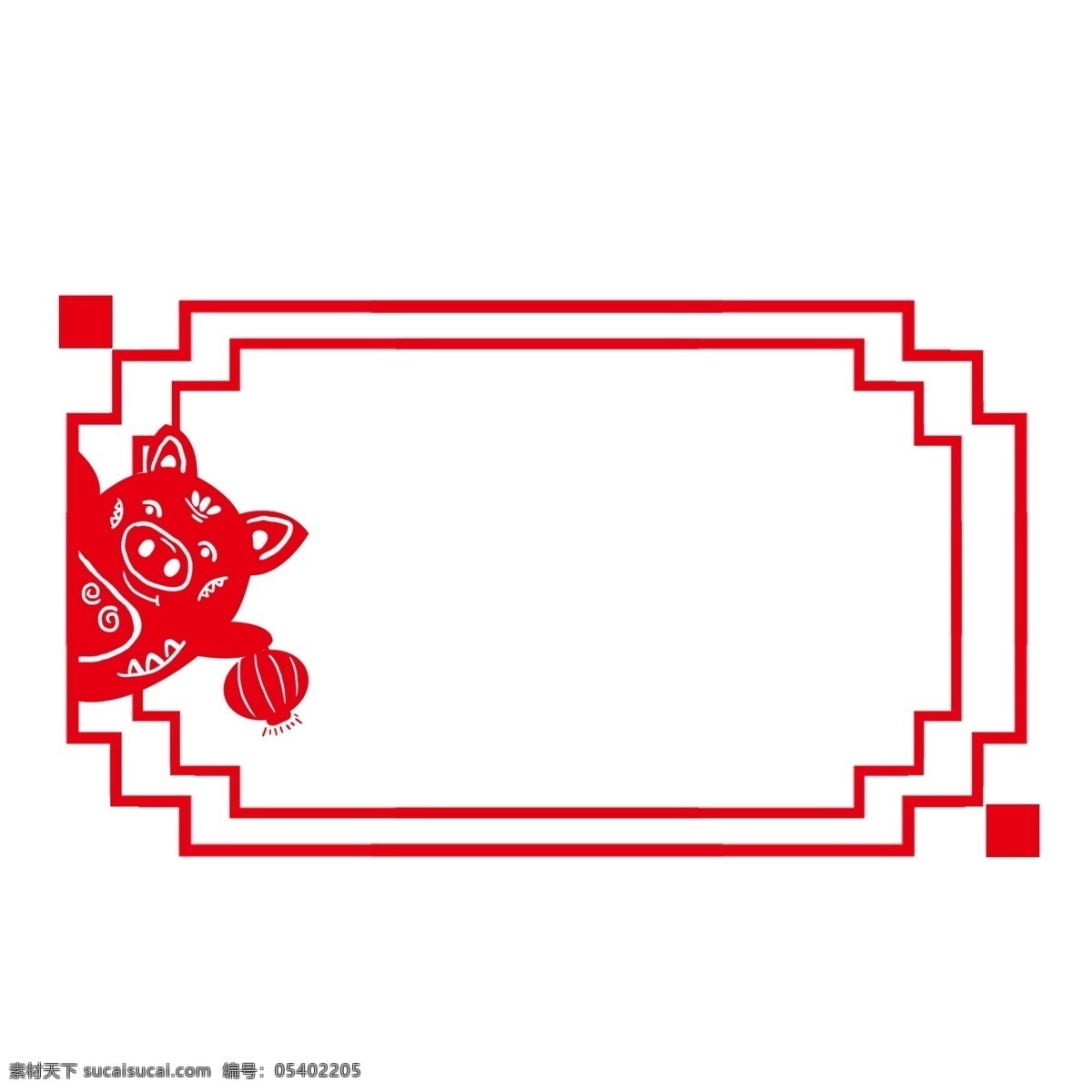 猪年 中国 风 手绘 边框 剪纸风格 矢量图 新年 海报 中国风边框 猪年装饰画 2019 猪年装饰 春节装饰