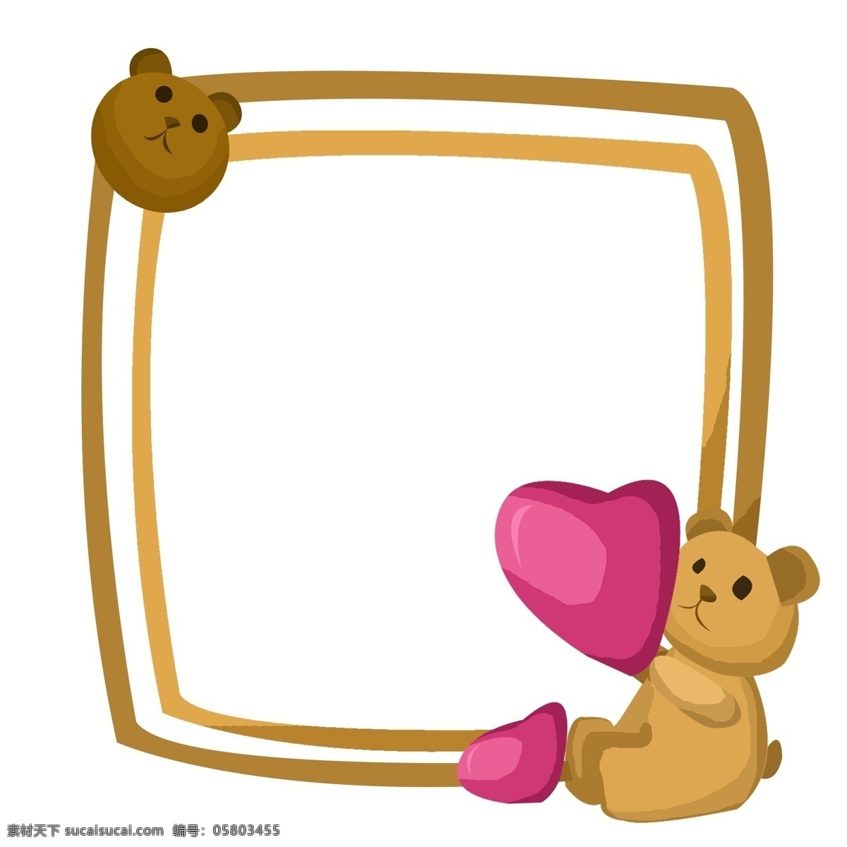 深棕色 小 熊 爱心 边框 坐 咖色边框 深 红色 气球 熊猫头边框 爱情边框 小熊边框