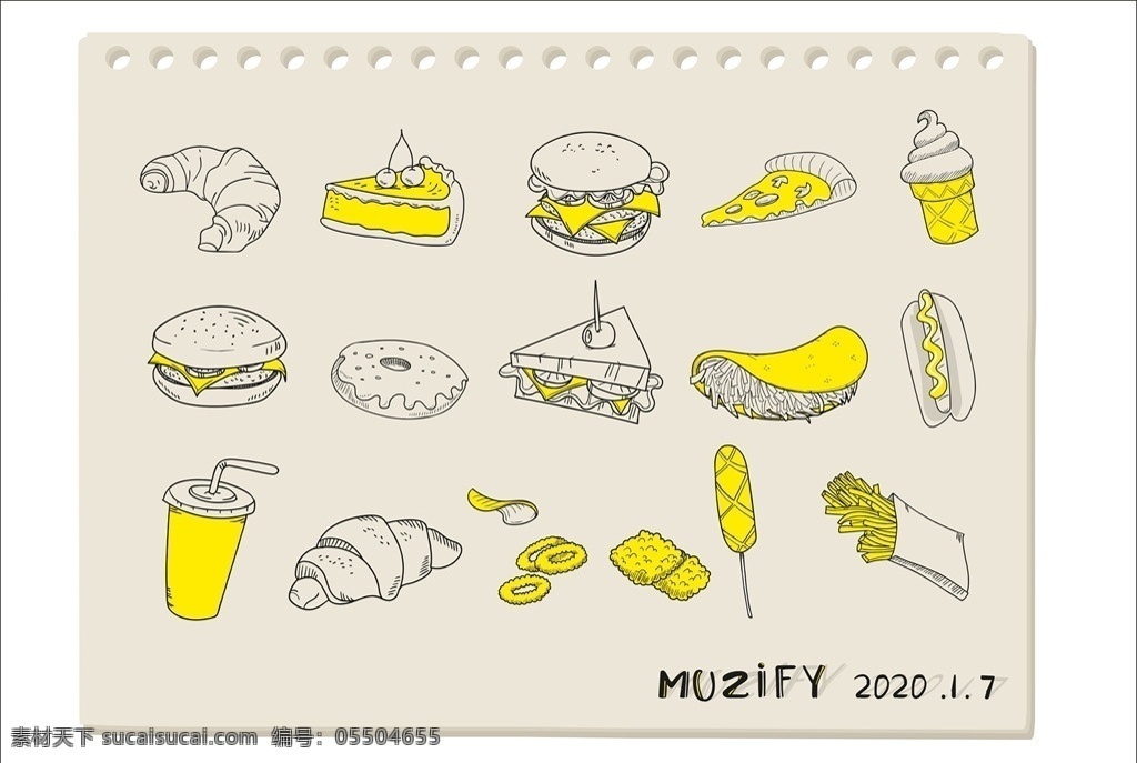 快餐 元素 矢量图 快餐元素 油炸食品 可乐 薯条 汉堡 美食素材 文化艺术 绘画书法