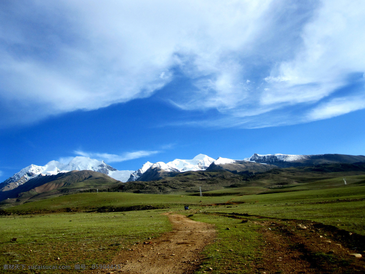 青藏高原风光 青藏高原 草地 小路 远山 蓝天 白云 国内旅游 旅游摄影 蓝色