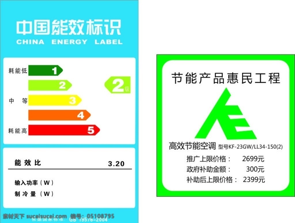 节能标签 中国能效标识 节能产品 惠民工程 空调 空调节能标识 高效节能空调 包装设计