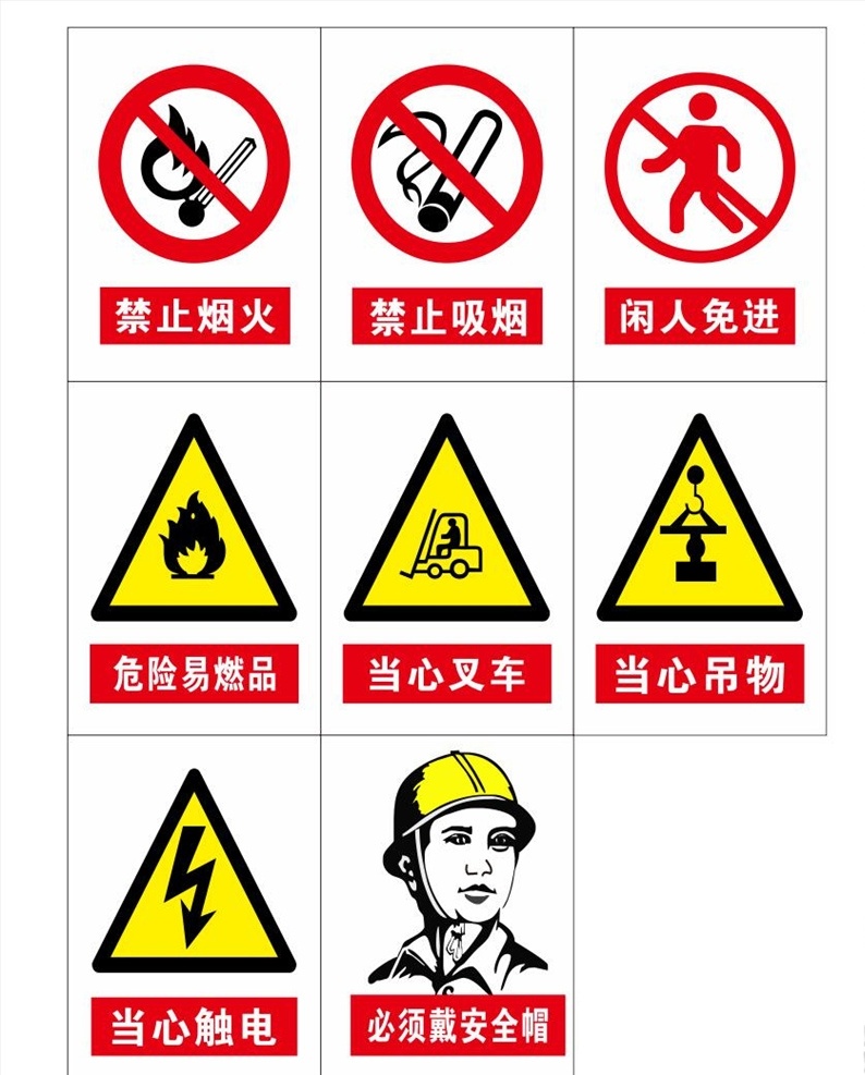 工地安全标识 禁止烟火 禁止吸烟 闲人免进 施工标牌