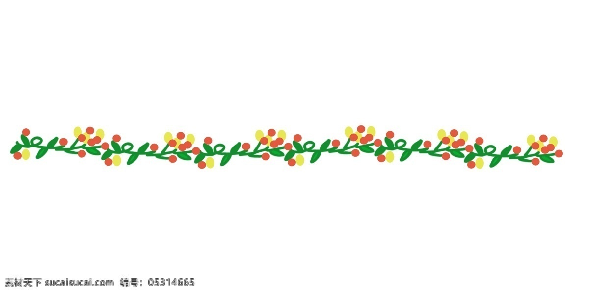 彩色 花卉 分割线 插画 绿色藤蔓 插图 小花