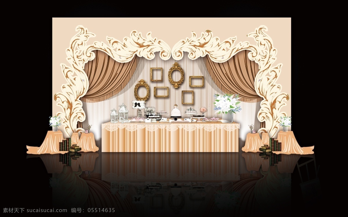 香槟 色 主题 婚礼 展示区 主题婚礼 婚礼设计 舞台设计 婚礼背景设计 创意婚礼 黑色