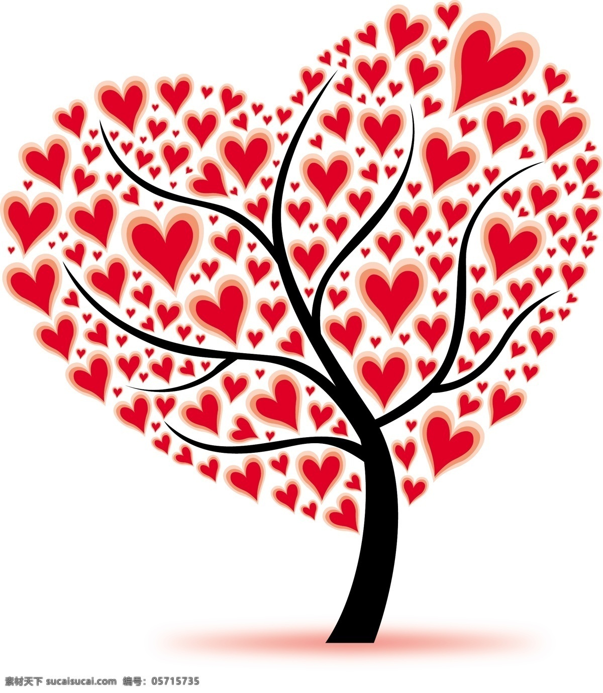 精美 爱 心树 矢量 爱心 彩绘 红心 卡通 矢量图 手绘 树 植物 其他矢量图