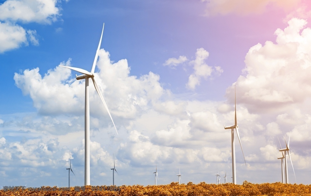 风能 风力发电机 绿色环保 新清洁能源 天空 蓝天 白云