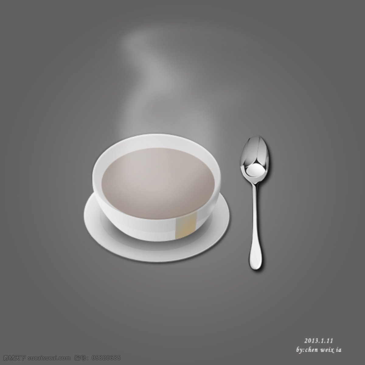 咖啡 热气 烟 汤匙 不锈钢 热汤 杯子 盘子 分层 源文件