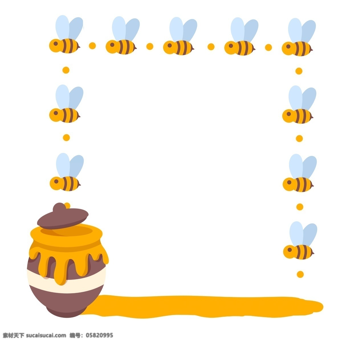 飞舞 蜜蜂 蜂蜜 边框 飞舞的蜜蜂 卡通边框 小物边框 漂亮的边框 美丽的边框 创意边框 可爱的蜜蜂