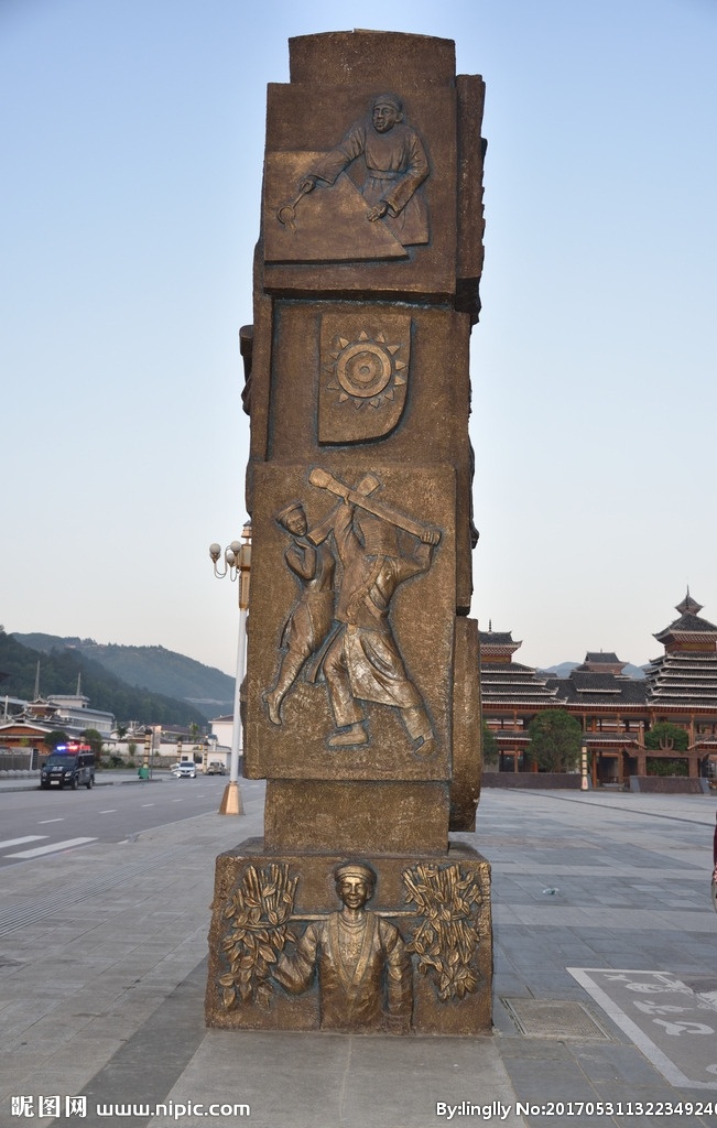 民族石柱 影壁 浮雕 民族浮雕 民族风情 少数民族 摄影图片 国内旅游 旅游摄影 浮雕摄影 建筑园林 园林建筑