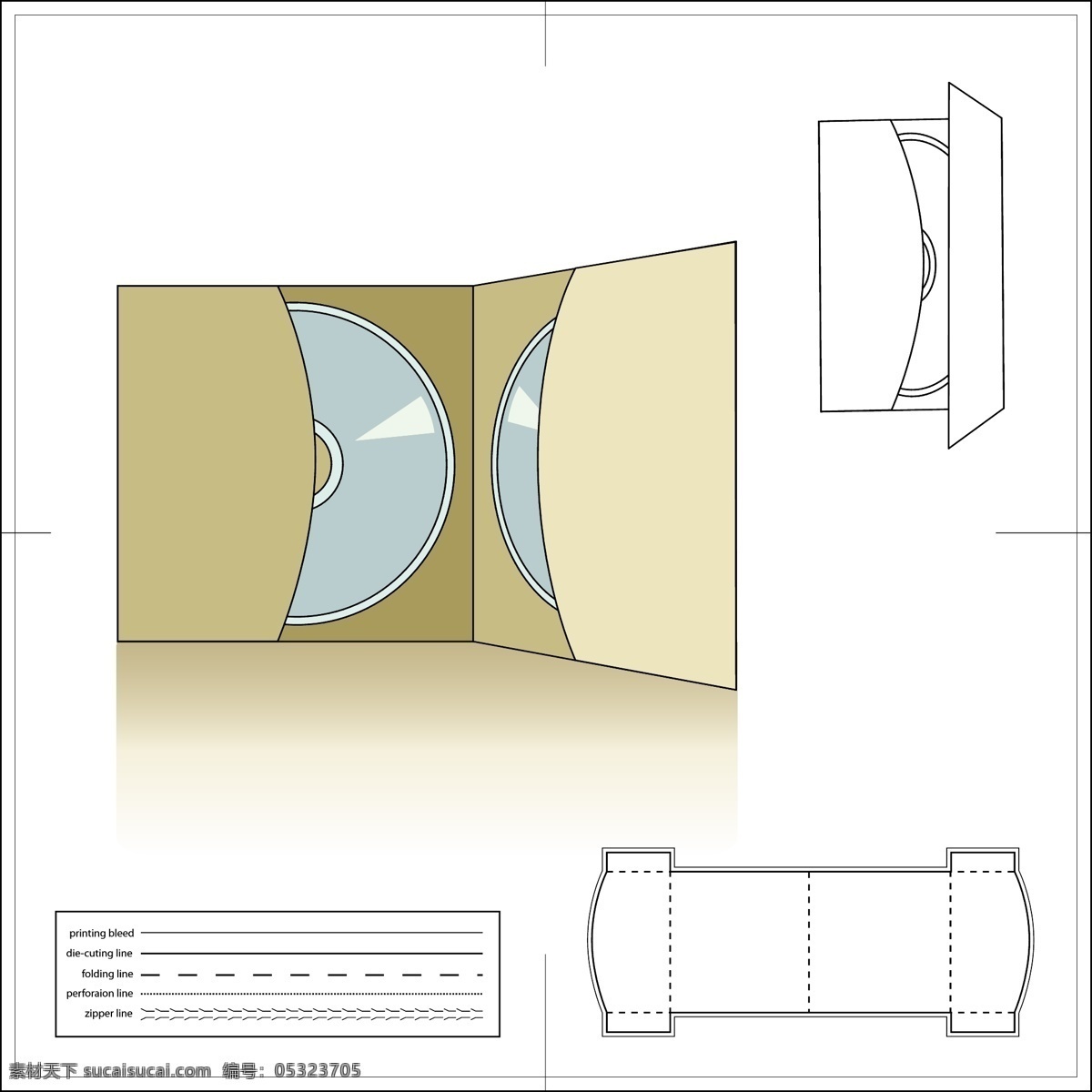 两 张 光盘包装 创意 刀模 效果 矢量图 日常生活