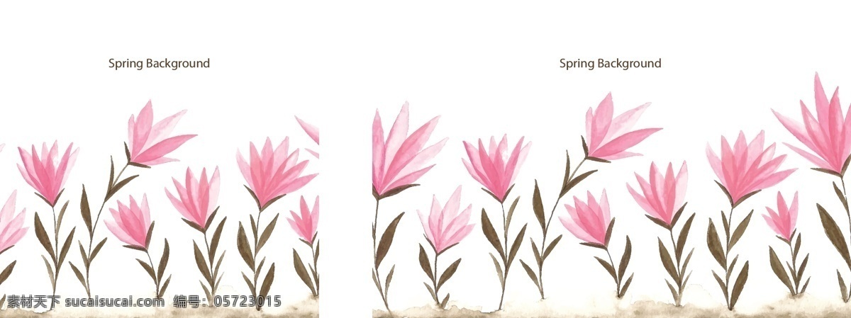 水彩画 春天 花卉 浪漫 植物 粉色 水彩