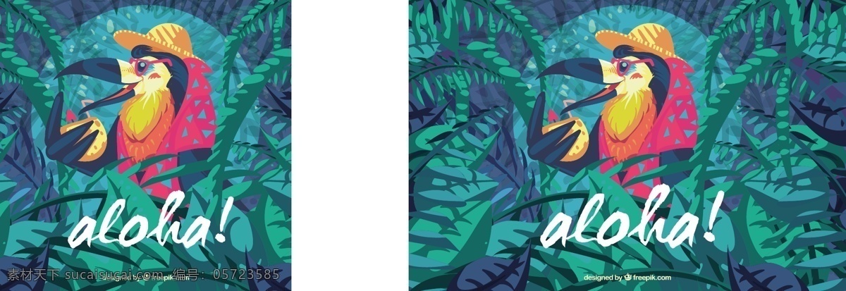 鹈鹕 鸡尾酒 背景 夏季 树叶 热带 平 帽子 平面设计 椰子 夏威夷 季节 异国情调 季节性