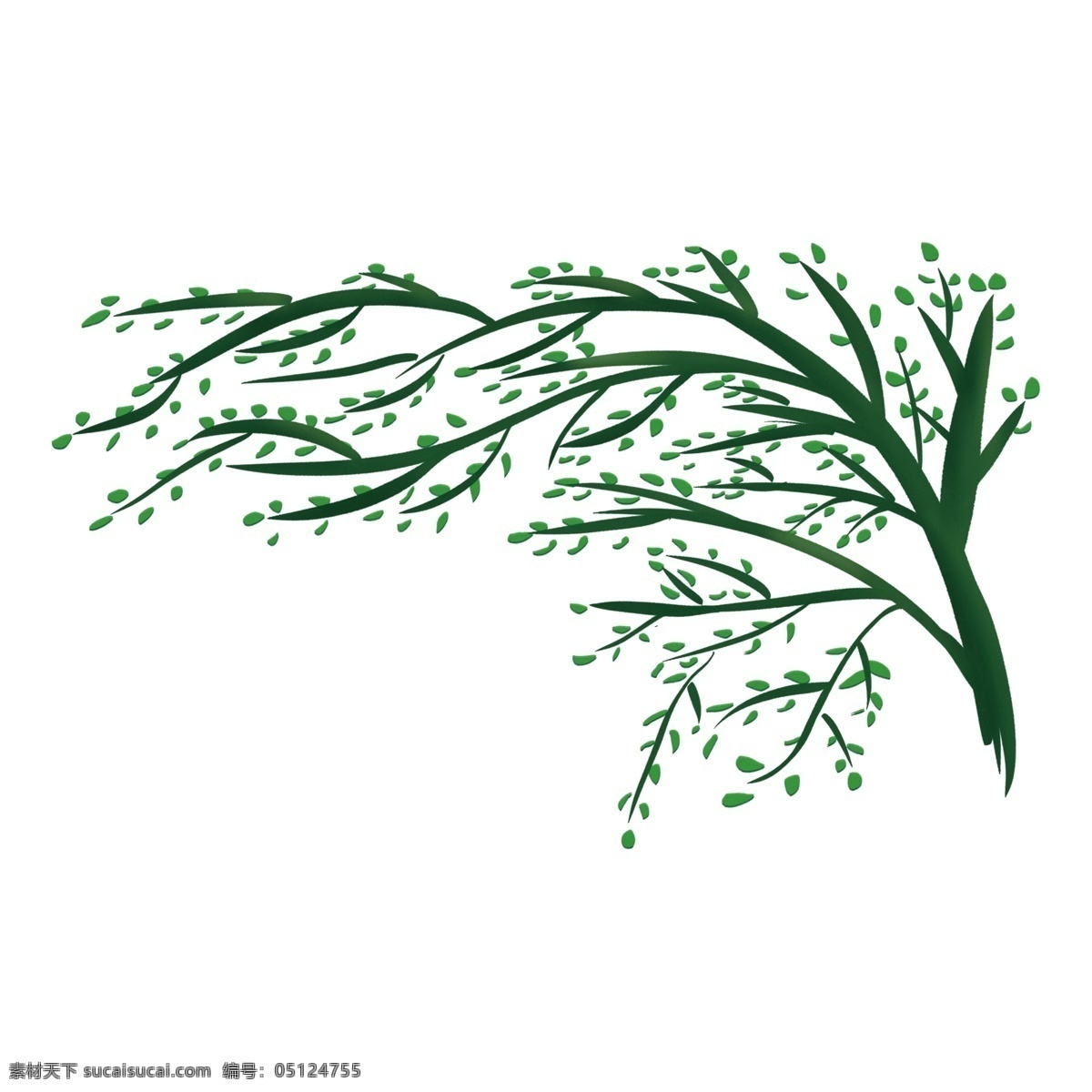 绿色 小 柳树 图案 元素 小柳树