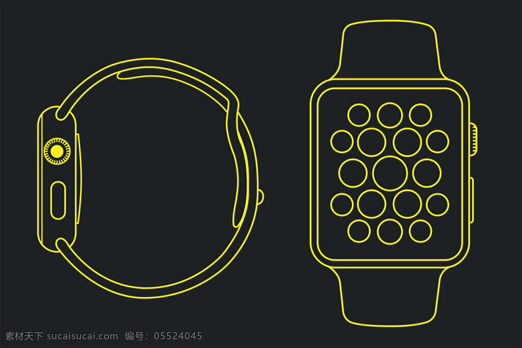 简单 苹果 手表 线 框 苹果手表 apple watch 手机线框图 电话手表 智能手表 电话 框图