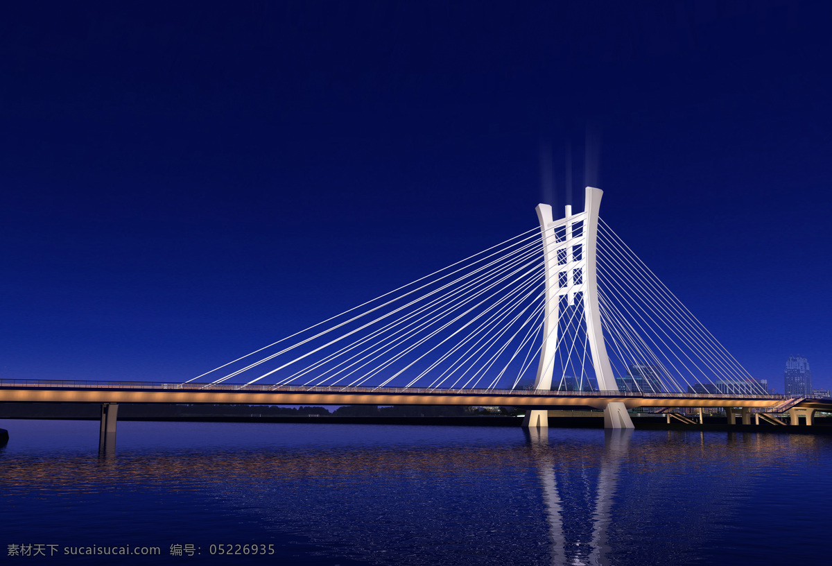 斜拉桥 夜景 效果图 立交 道路 隧道 天桥 桥梁 交通 景观 桥梁效果图 3d设计 3d作品