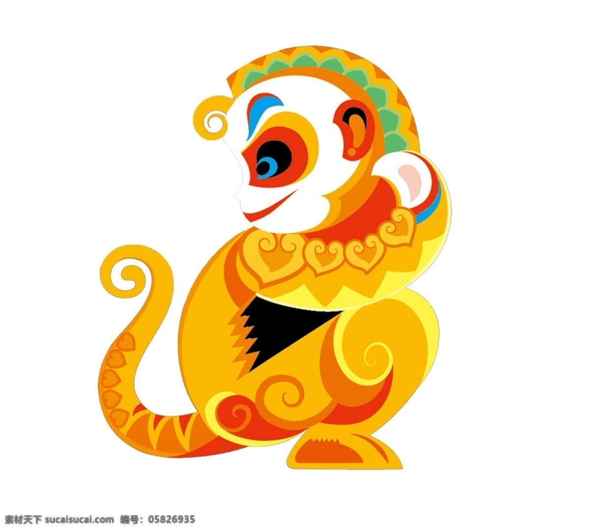 金丝猴 金木水火土 猴子 吉祥 祥瑞 新年 猴年大吉 动漫动画 动漫人物