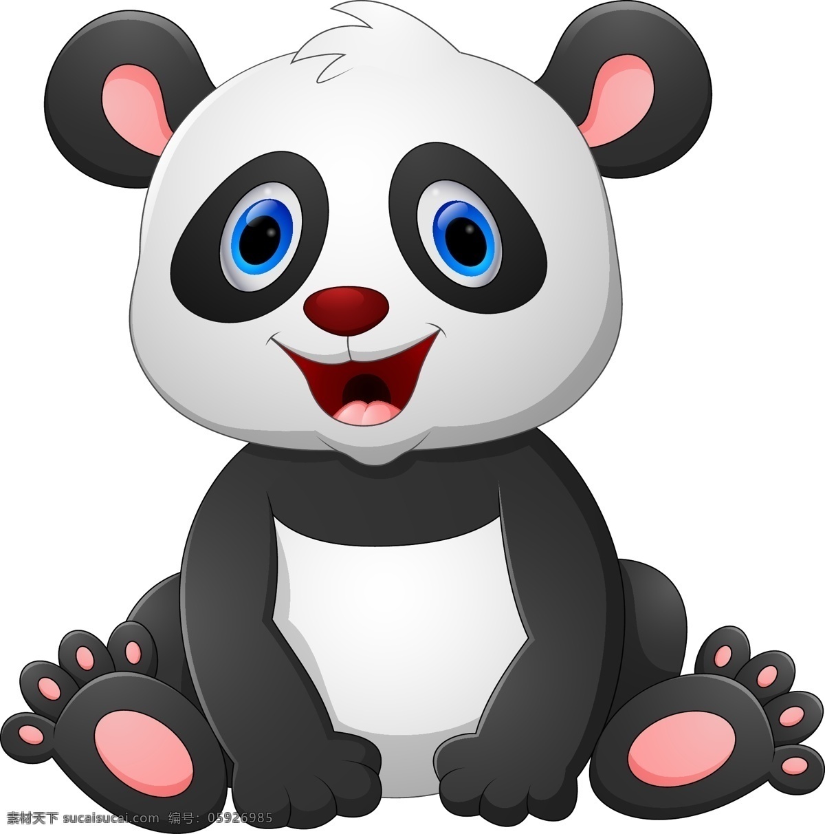 坐在 地上 可爱 大熊猫 矢量 卡通动物 可爱动物 国宝 野生动物 卡通形象 动物漫画 插画 文化艺术 绘画书法