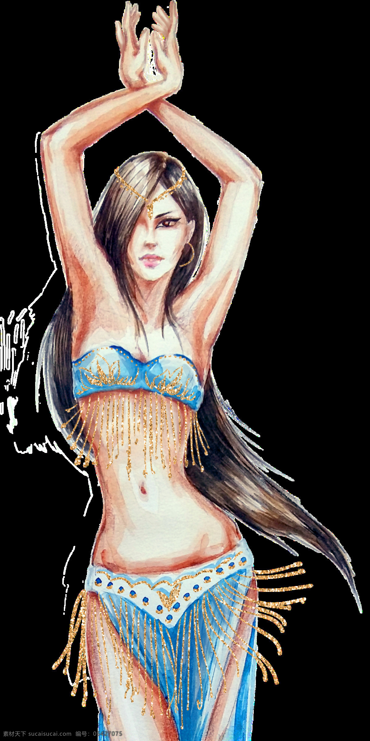 跳舞 女性 卡通 透明 装饰 设计素材 背景素材
