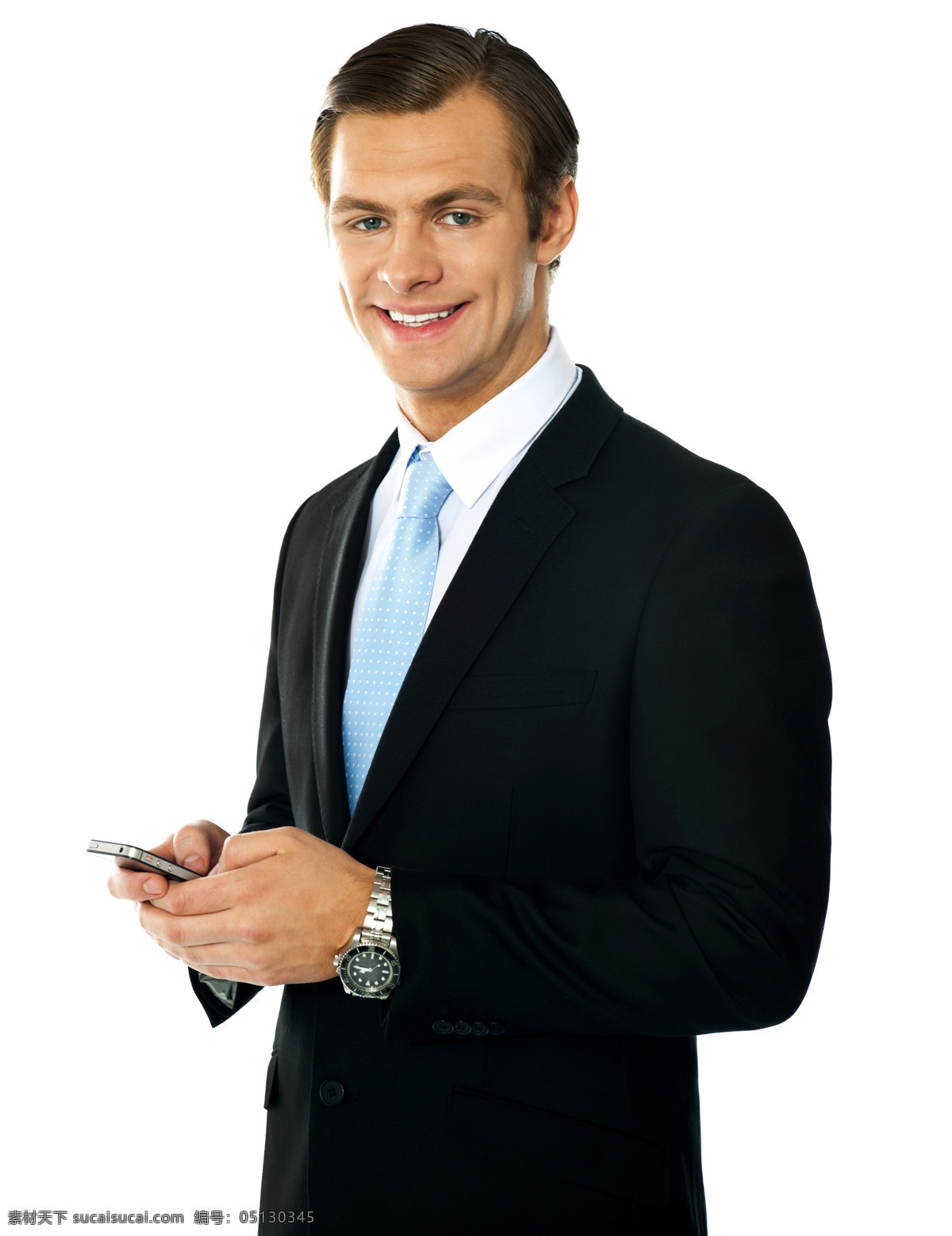 电话 商务 男人 手机 微笑 西装领带 职业装 动作 姿势 职业 白领 商务男人 外国男人 帅哥 商务人士 人物图片