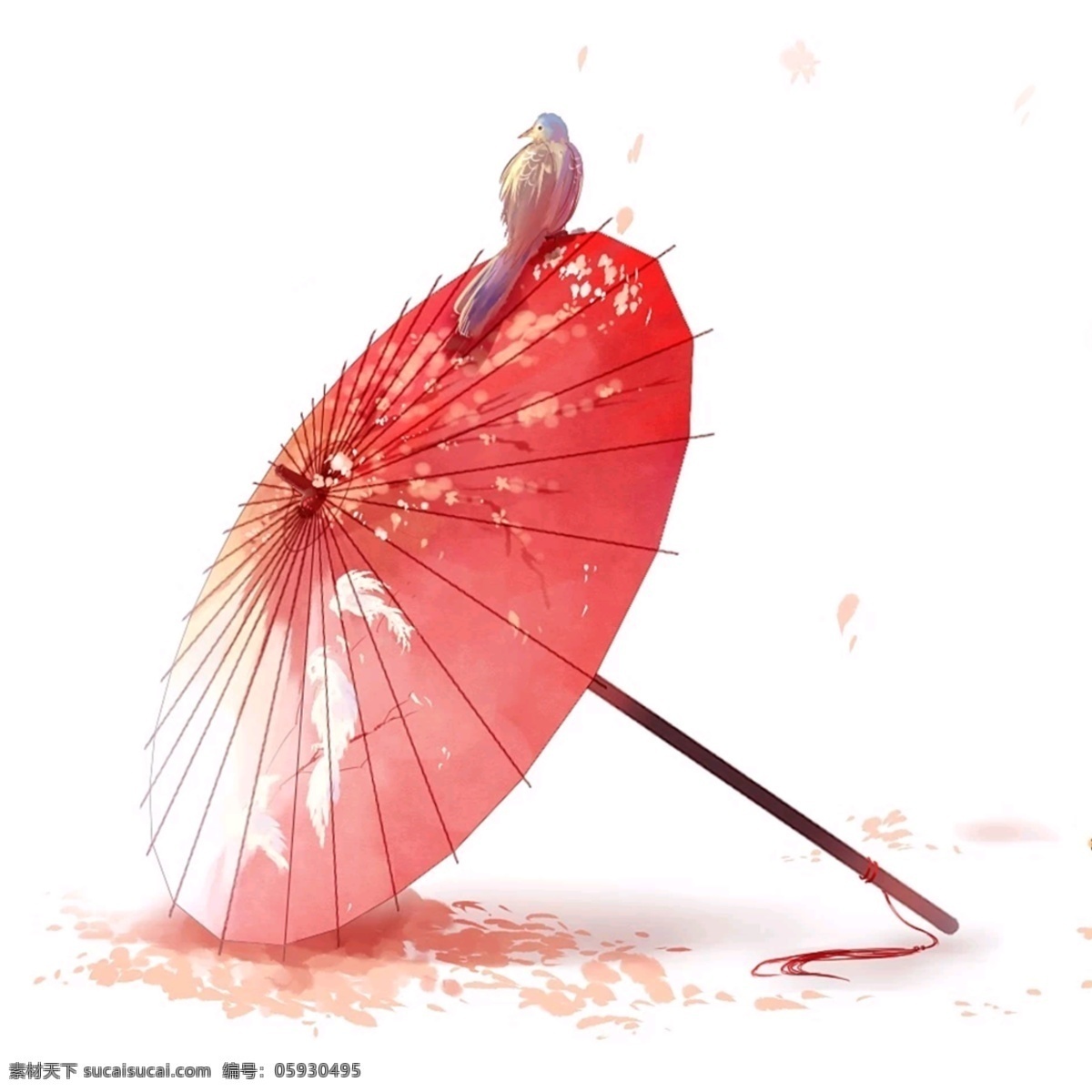 红色小伞 红色 小鸟 昆虫 雨伞