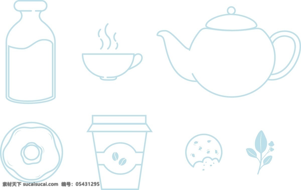 手绘 线性 下午 茶 图标 下午茶图标 下午茶 线性图标 矢量素材 茶壶 茶杯 牛奶 甜甜圈 咖啡 饼干 曲奇 茶叶
