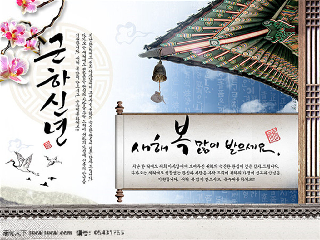 韩国 传统文化 海报 传统 文化 花朵 彩色 白色