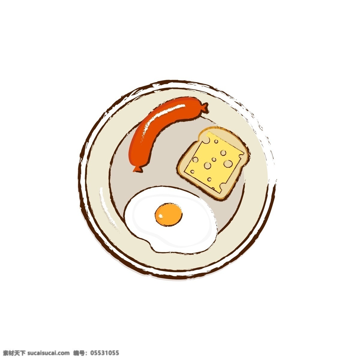 原创 手绘 卡通 早餐 商用 热狗 吐司 早晨 美食 鸡蛋