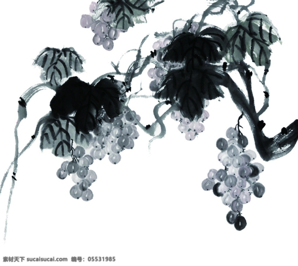 水墨葡萄 葡萄 水墨画 艺术 中国风 水墨 文化艺术 绘画书法 pdf