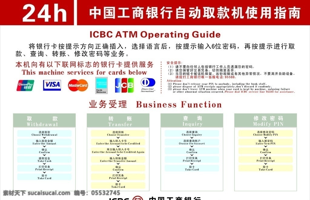 中国工商银行自动取款机使用指南素材图片下载-素材编号05532745-素材天下图库
