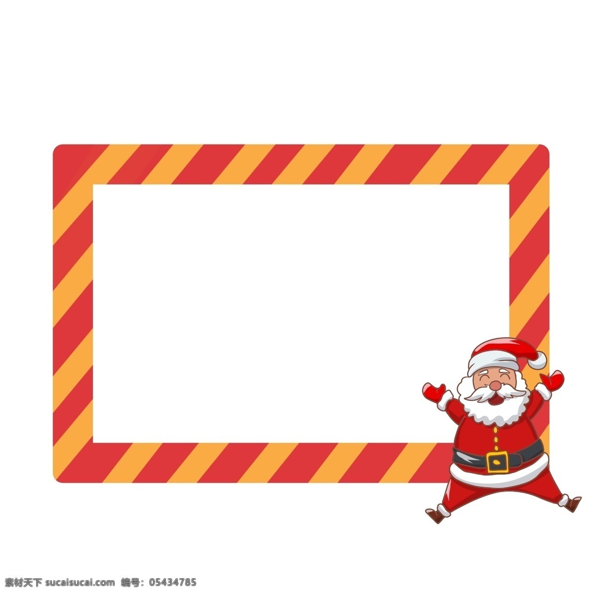 圣诞节 长方形 边框 手绘 红色的圣诞帽 圣诞老人边框 漂亮的边框 边框装饰 边框插画