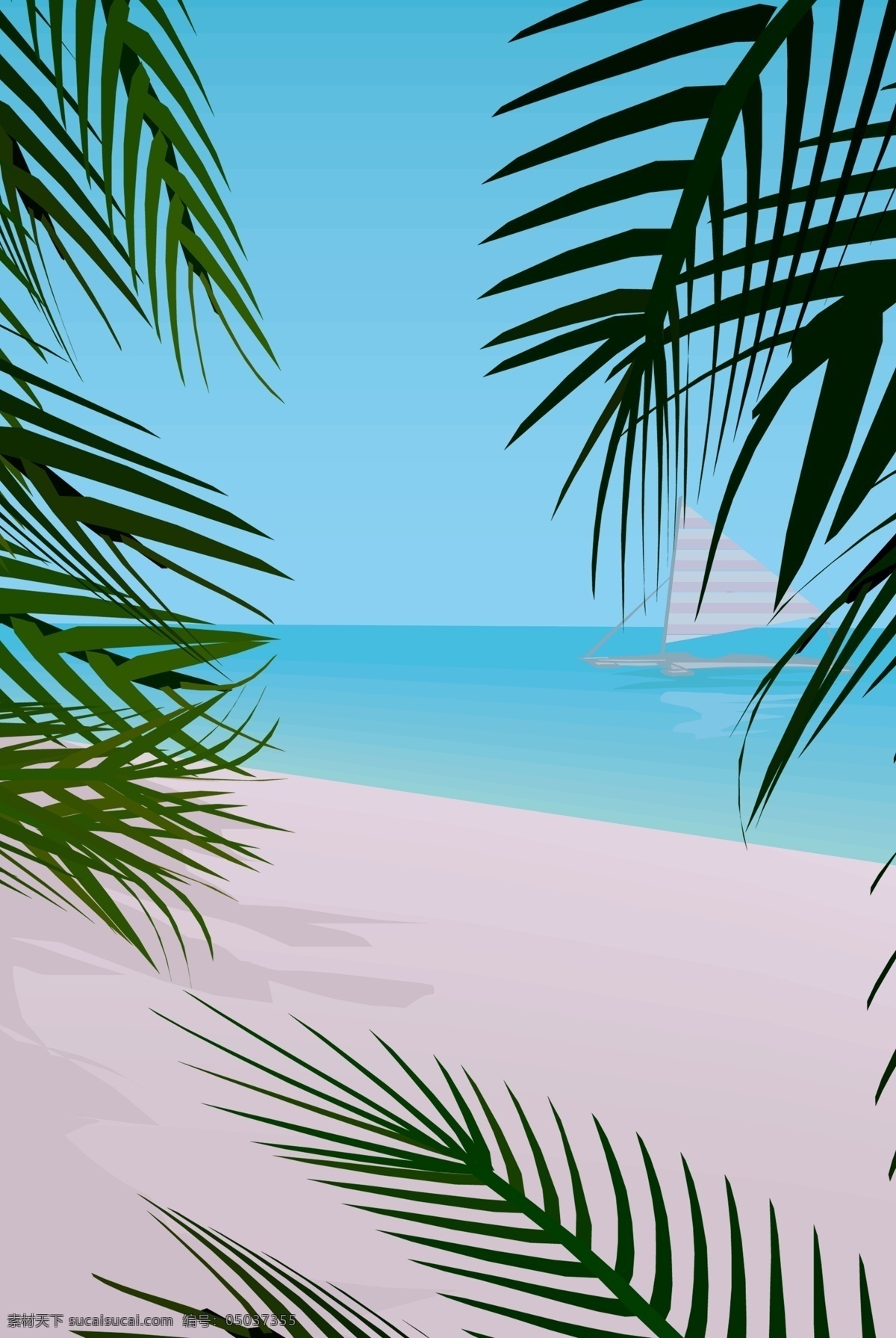 椰子树 简约 唯美 广告 背景 图 海边 沙滩 剪影 卡通 手绘 文艺 广告背景图