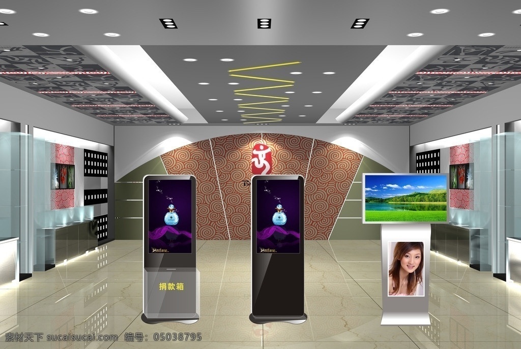 广告机 立式 液晶 液晶屏 展厅 双屏 广告 香水广告 捐款箱 亚克力 现代科技 矢量
