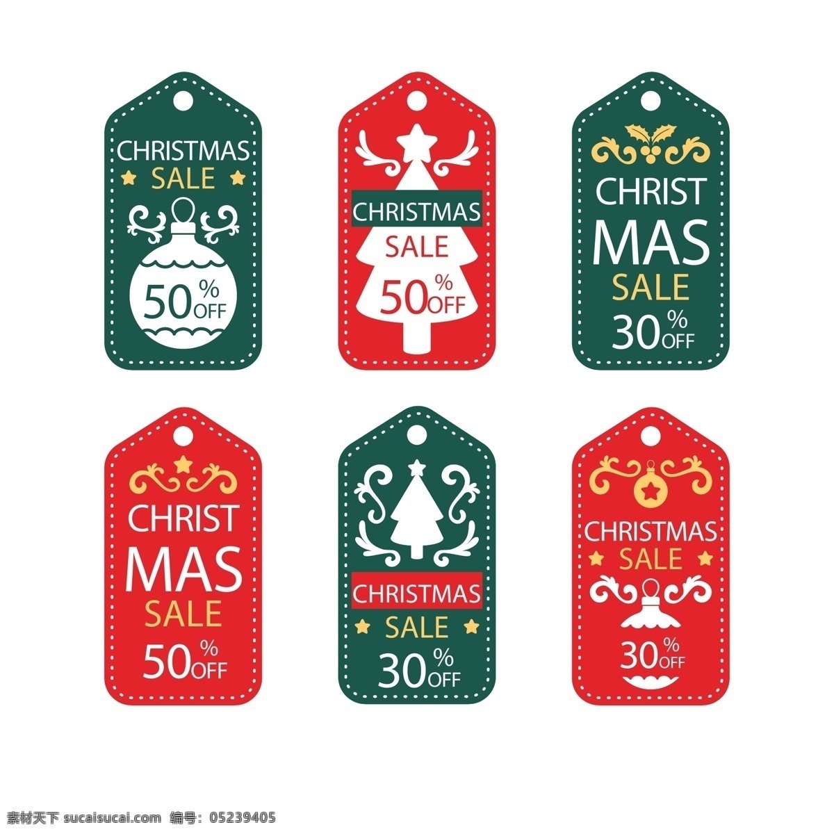 两 种 颜色 圣诞 标签 绿色 促销 圣诞节 矢量素材 红色 圣诞树 英文 优惠