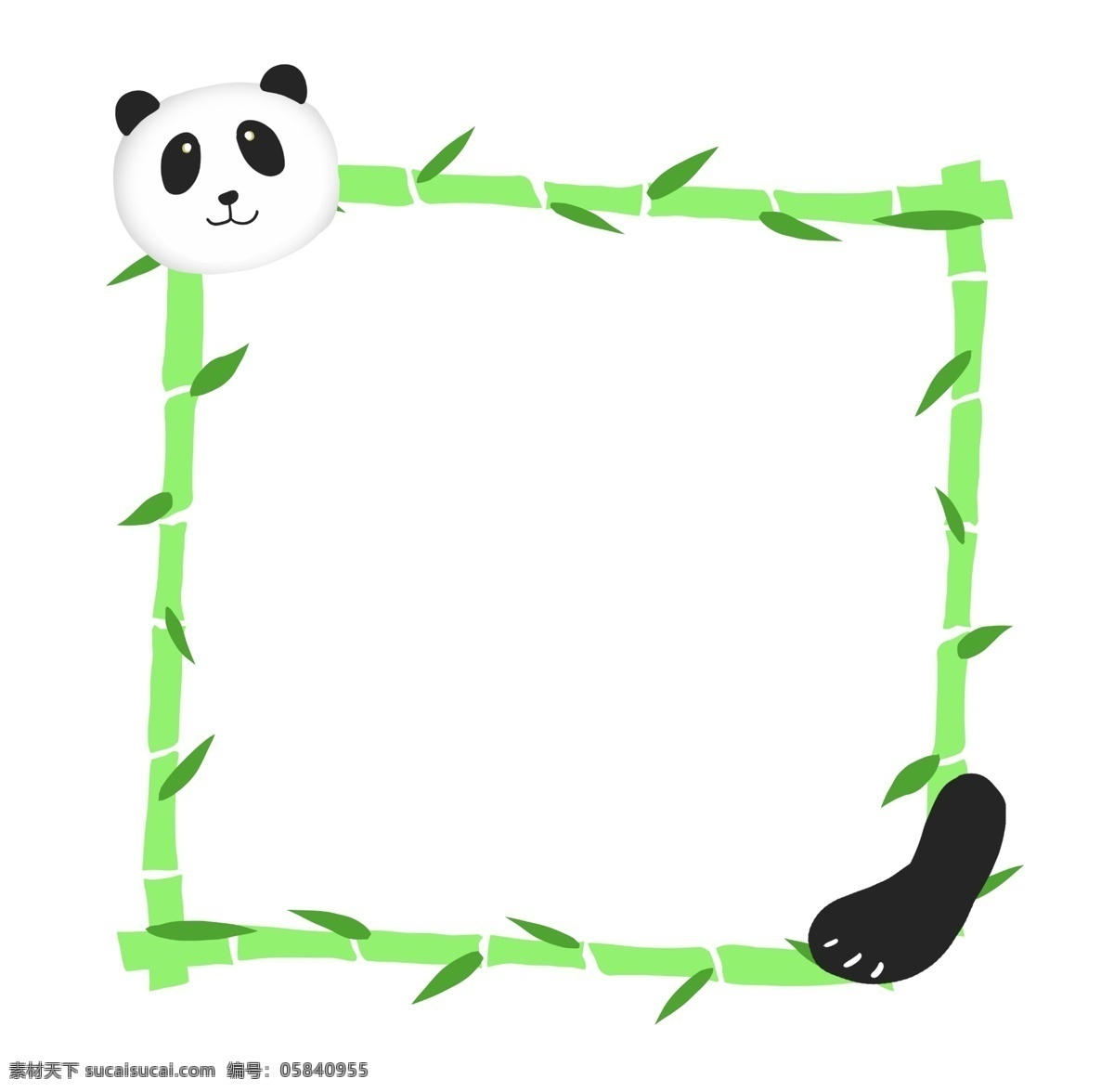 熊猫 竹子 边框 插图 熊猫边框 大熊猫 可爱大熊猫 动物边框 创意竹子边框 竹子边框 绿色竹子